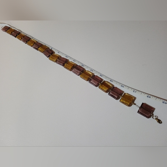 Square glass beaded necklace - Picture 3 of 4